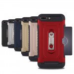 Wholesale iPhone 8 / 7 Rugged Kickstand Armor Case with Card Slot (Red)